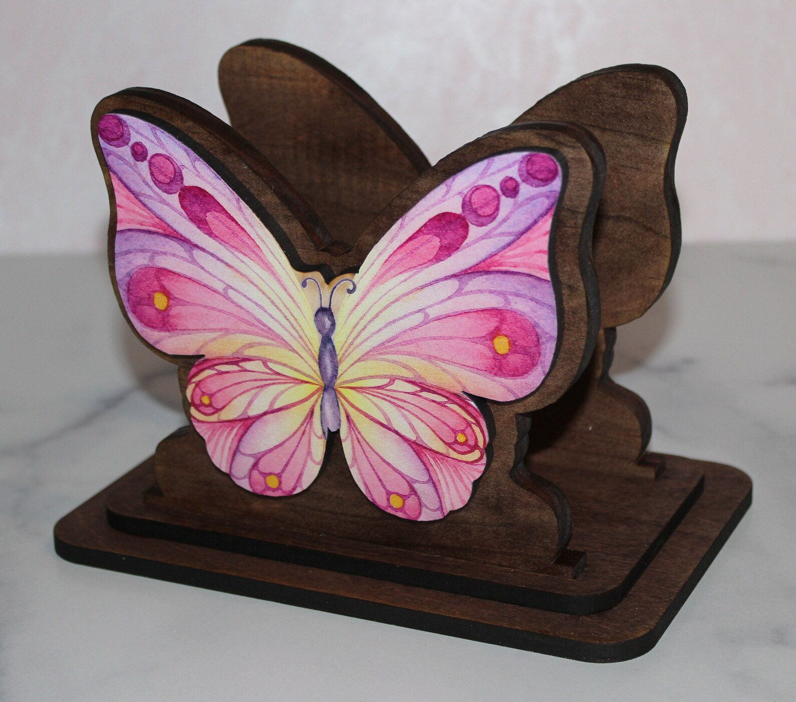 Unique Pink Butterfly Napkin Holder Made from Solid Pine Wood Etsy