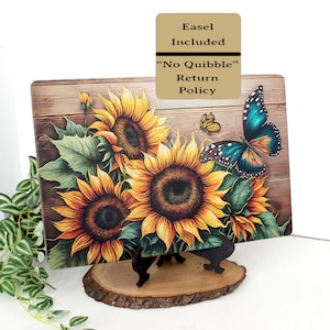 Sunflower Kitchen Decor, Sunflowers and Butterflies Brighten up your Kitchen Decor with this Environmentally Friendly Bamboo Cutting Board