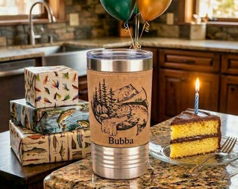 Birthday Gift for Fisherman, Personalized Fishing Tumbler for Him, Custom Name Angler Cup, Rustic Outdoor Gift