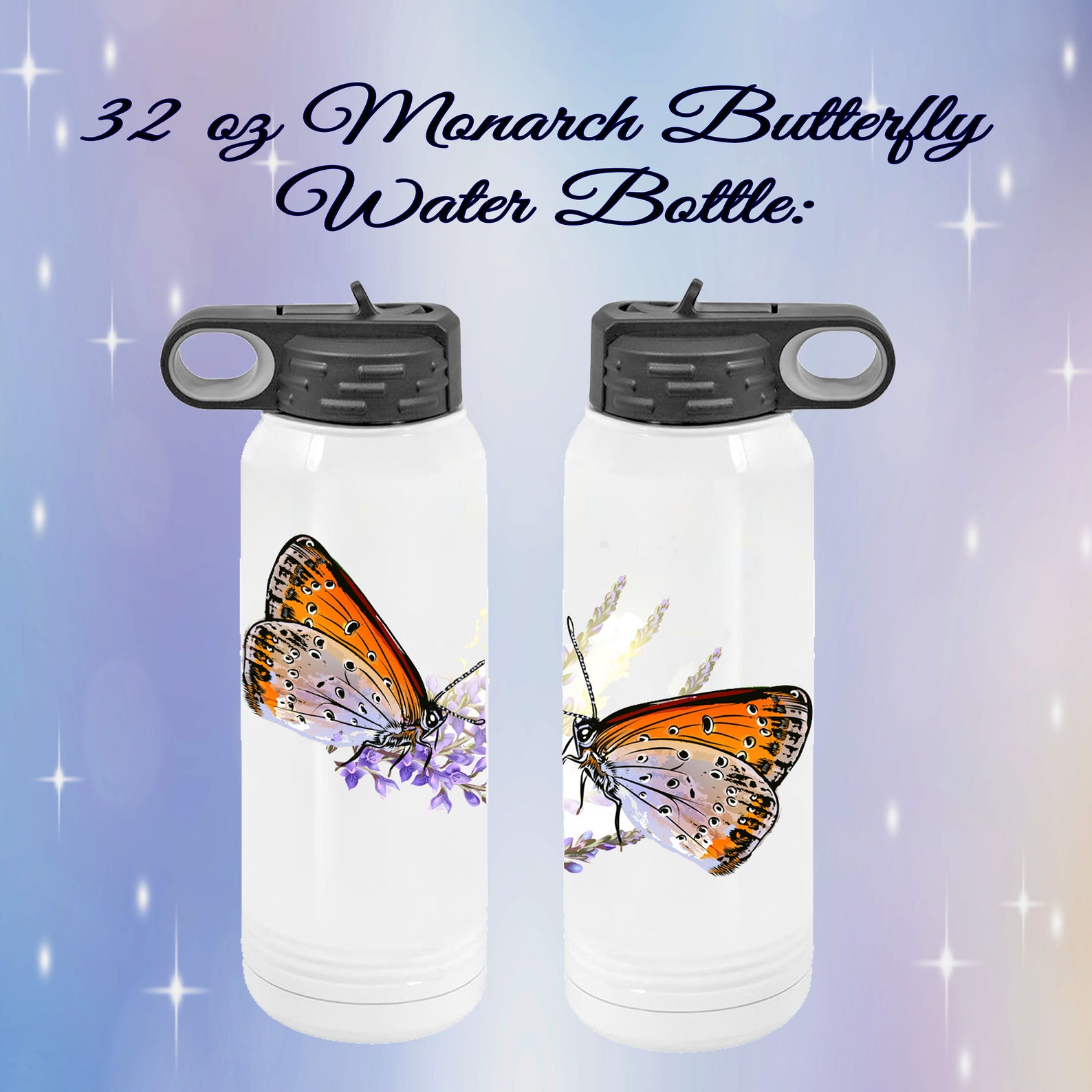 Butterfly Water Bottle Personalized Artistic Monarch Etsy