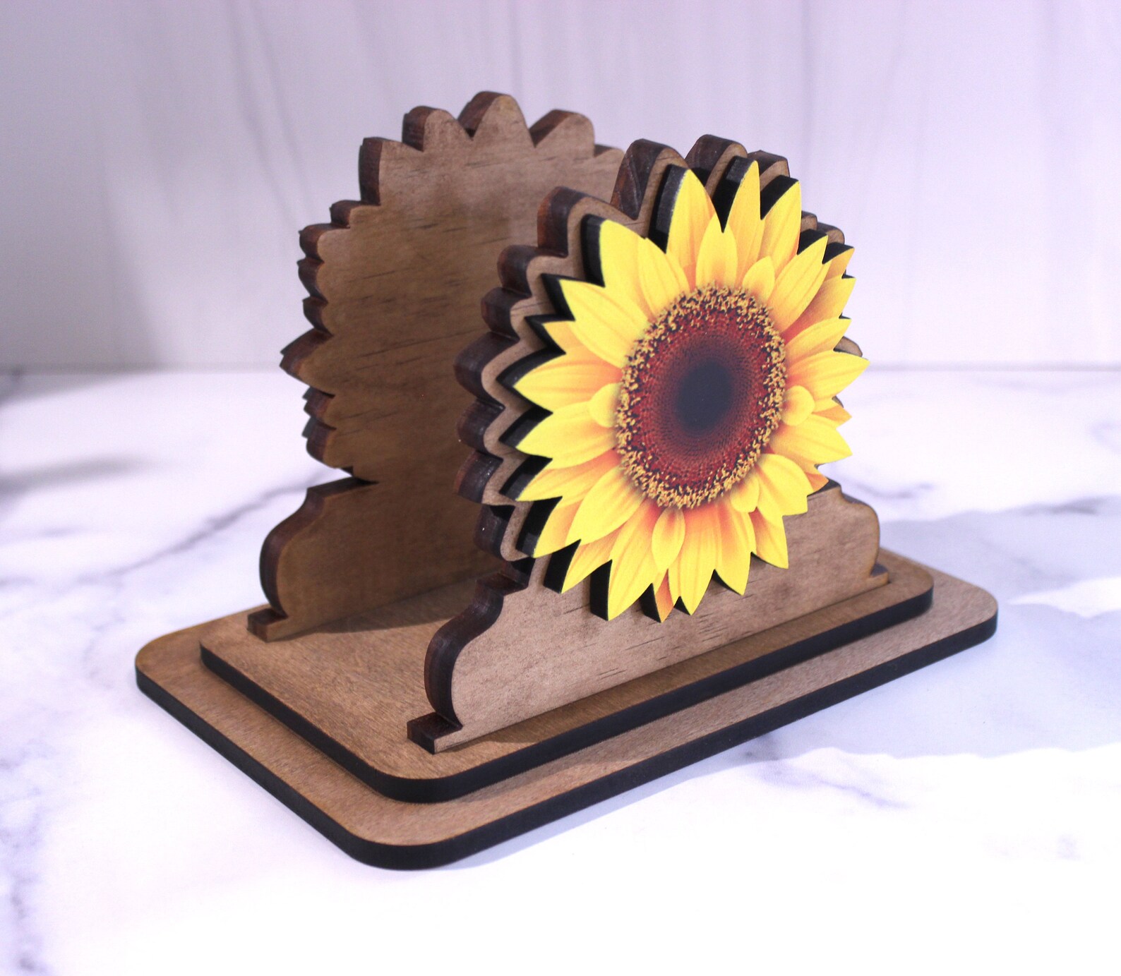 Unique Wooden Sunflower Napkin Holder Made from Solid Pine Etsy
