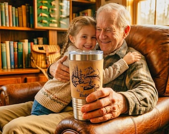 Personalized Fishing Gift for Grandpa, Custom Name Grandpa Tumbler, Rustic Fisherman Cup, Gift for Grandpa Who Fishes