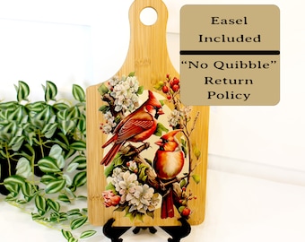 Cardinals & Cherry Blossoms Kitchen Decor, Personalized Bamboo Wood  Cardinal Paddle Cutting Board is a great Environmentally Friendly Gift