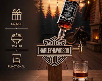 Harley Davidson Whisky Spender |  Spirituosenspender | Harley Davidson Geschenke l Barwagen | Rustikaler Getränke Spender I Vatertags Geschenk I Bar