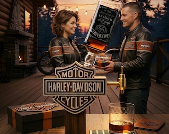 Dispensador de whisky Harley Davidson / Dispensador de licores / Regalos Harley Davidson | Carritos de bar / Dispensador de bebidas rústico | Regalo del Día del Padre | Bar