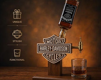 Harley Davidson Whisky Spender |  Spirituosenspender | Harley Davidson Geschenke l Barwagen | Rustikaler Getränke Spender I Vatertags Geschenk I Bar