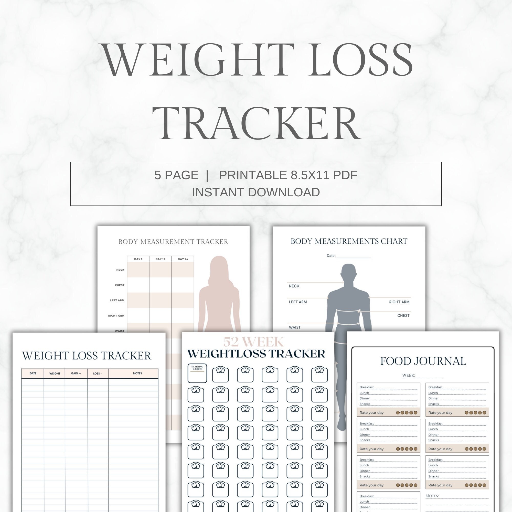 DIGITAL PRODUCT | Weight Loss Tracker | Body Measurement | Fitness Goal ...