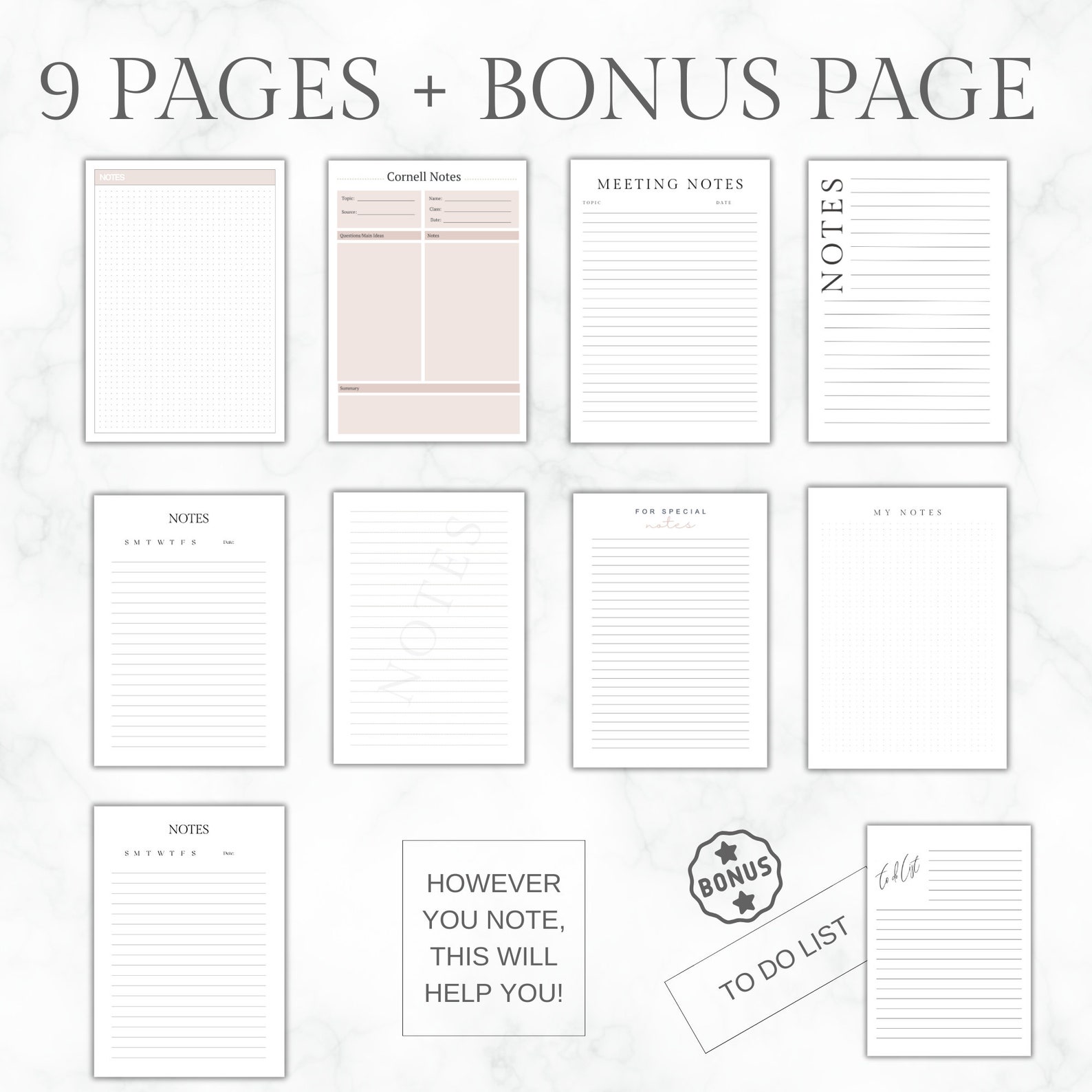 DIGITAL PRODUCT | Note Paper | Lined Paper PDF | Cornell Notes Paper ...