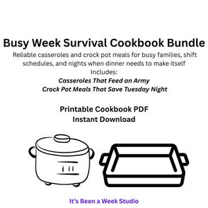 Busy Week Survival Kochbuch Bündel | Einfaches Familienessen PDF | Auflauf + Crock Pot Rezepte | Dump and Go Meal Plan Pack