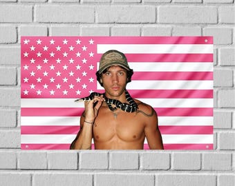 Rob Rausch US Wall Tapestry Flag, Reality TV Room Decor, Bedroom Wall Art, Aesthetic Dorm Banner Decor