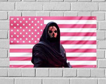 Tapiz de pared con la bandera de Darth Revan de EE. UU., decoración de habitación de Star Wars, arte de pared para dormitorio Sith, pancarta estética para dormitorio universitario