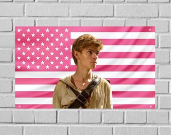 Tapiz de pared con la bandera de Newt de Maze Runner de EE. UU., decoración para sala de cine, arte de pared para dormitorio de ciencia ficción, pancarta estética para dormitorio universitario