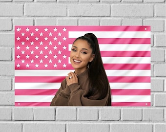 Tapiz de pared con la bandera de Estados Unidos de Ariana Grande, decoración para habitación de cantante, arte de pared para dormitorio de música pop, pancarta estética para dormitorio universitario