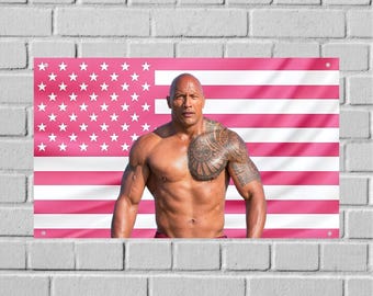 Tapiz de pared con la bandera de Estados Unidos de Dwayne "The Rock" Johnson, decoración para sala de cine de lucha libre, arte de pared para dormitorio, pancarta estética para dormitorio universitario