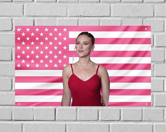 Tapiz de pared estadounidense de Scarlett Johansson – Bandera de la actriz, pancarta decorativa para sala de cine