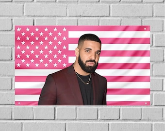 Bandera negra de pared de Drake FATD, decoración para habitación de rapero, arte de pared para dormitorio de hip hop, pancarta para dormitorio universitario