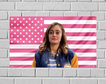 Tapiz de pared con la bandera de Ella Purnell de EE. UU., decoración para la habitación de la actriz, arte de pared para dormitorio de serie de televisión, decoración estética para dormitorio universitario