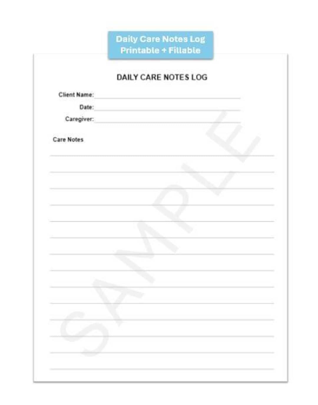 Daily Care Notes Printable, Caregiver Notes Sheet, Daily Log, Home Care ...