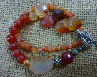CARNELIAN Sundance Style boho sterling stacking bracelet