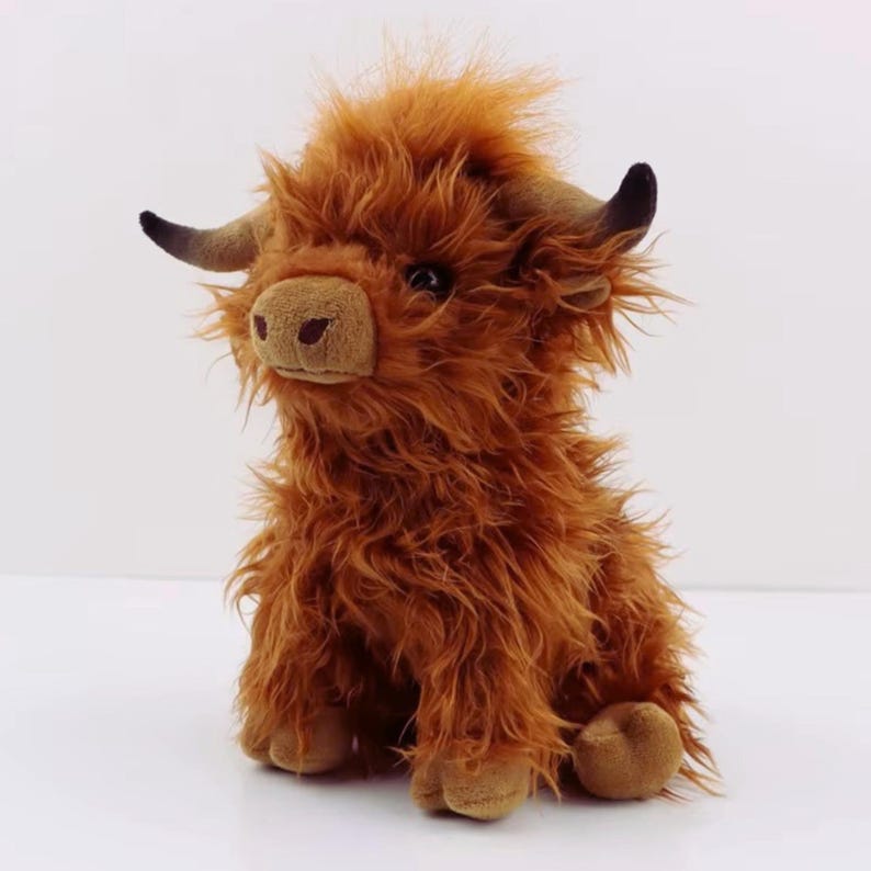 Highland Cow Plush Toy Fluffy Cow Stuffed Animal Cute Farm Animal Plush ...
