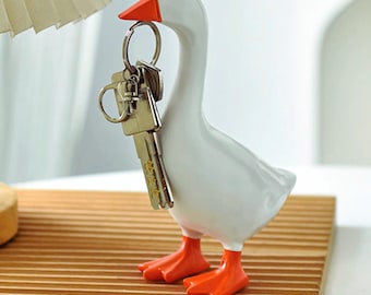 Llavero con forma de ganso. Figura de ganso adorable. Colgador de llaves. Decoración de escritorio. Organizador de entrada. Regalo ideal para inauguración de casa.