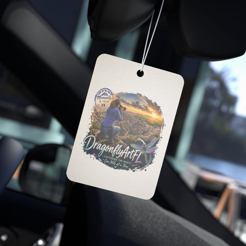 Ambientador para coche con el logo de DragonflyArtFL – Decoración para coche con aroma a la naturaleza de Florida (Pino, Hielo negro) imagen 7