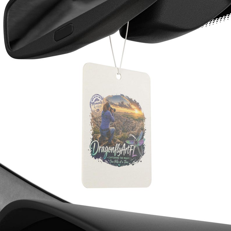Ambientador para coche con el logo de DragonflyArtFL – Decoración para coche con aroma a la naturaleza de Florida (Pino, Hielo negro) imagen 4