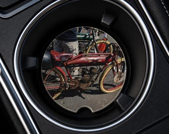 Posavasos de esteatita vintage Excelsior con diseño de motocicleta: decoración absorbente para motociclistas, regalo retro para el hogar con temática de carreras.
