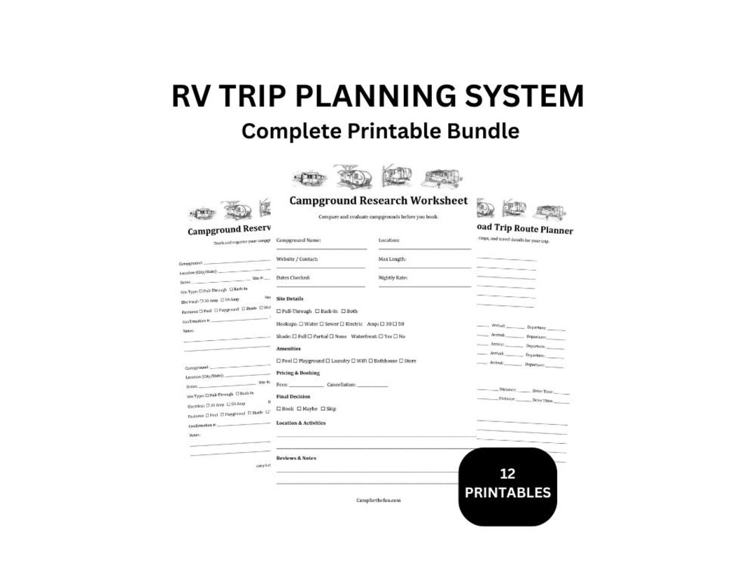 RV Trip Planning Bundle, Checklist System, Campground Planner, Packing ...
