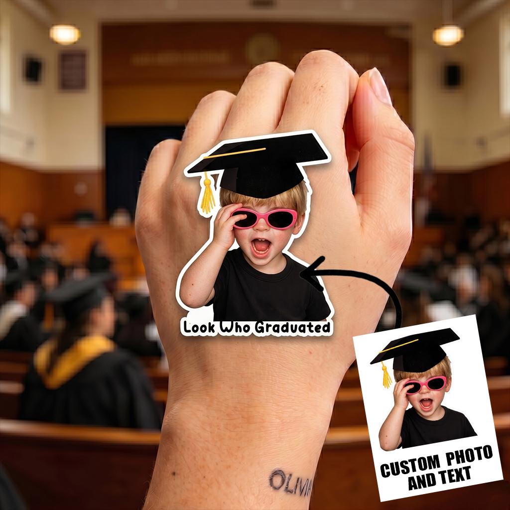 Graduate Photo Sticker Custom Graduation Photo Sticker | Look Who’s Graduated Face Stickers ...