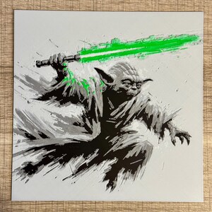 Tableau 3D Yoda – Star Wars – Décoration Geek – Cadre imprimé en 3D – Cadeau Fan Science-Fiction