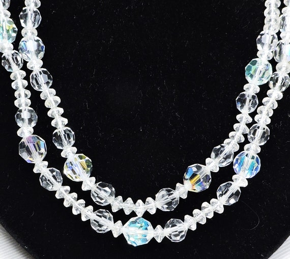 Vintage Crystal Necklace, Double Strand, Signed L… - image 6