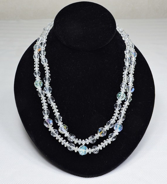 Vintage Crystal Necklace, Double Strand, Signed L… - image 5