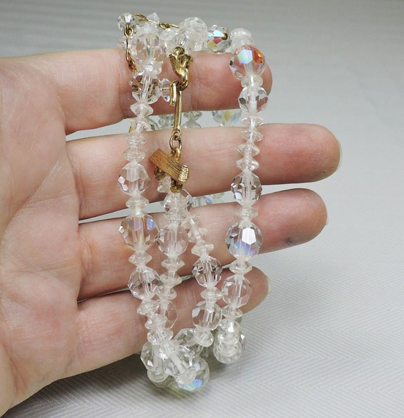 Vintage Crystal Necklace, Double Strand, Signed L… - image 3