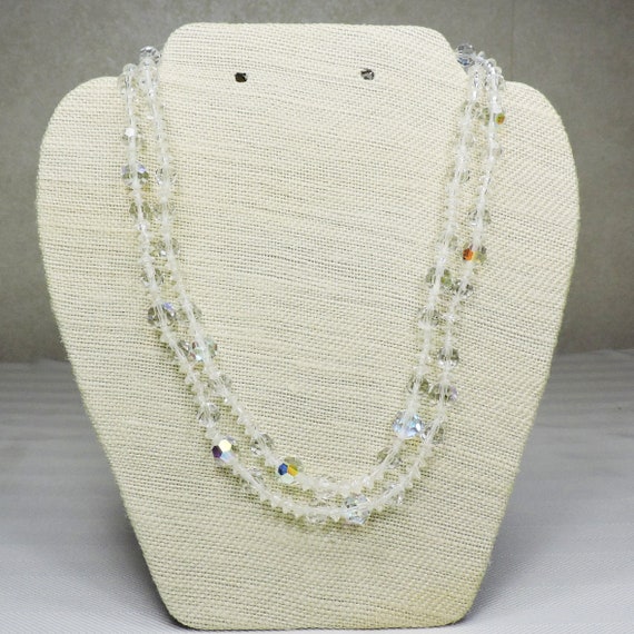 Vintage Crystal Necklace, Double Strand, Signed L… - image 2