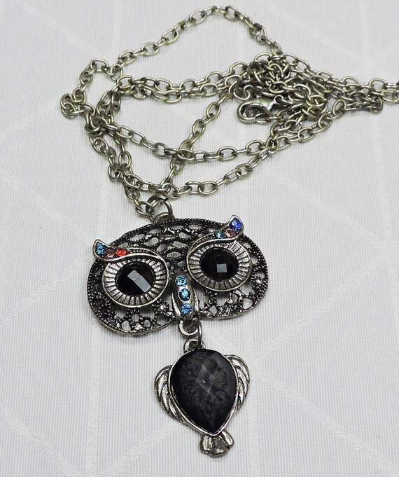 Owl Pendant Necklace, Vintage Owl Necklace - image 5