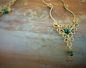 Celtic Jade Necklace Wire Wrapped Unique Gift