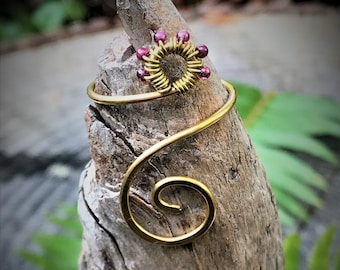 Adjustable Brass Ring - Amethyst Ring - February Birthstone Ring - Birthstone Jewelry - Meditation Ring - Thumb Ring - Mindfulness Gift