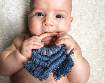 Wooden Teether - Eco friendly - New Baby Gift - Boho - Baby Nursery - New Mom Gift - Enjoy the Wood - Teething Ring - Baby Shower Gift