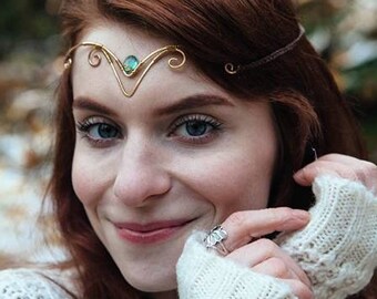 Elven Tiara - Goddess Tiara - Gemstone Diadem - Magical Headpiece - Elven Circlet - Mystic Tiara - Bridal Headpiece - LOTR Headdress - Crown