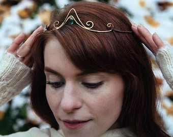 Elven Tiara - Goddess Tiara - Gemstone Diadem - Magical Headpiece - Elven Circlet - Mystic Tiara - Bridal Headpiece - LOTR Headdress - Crown