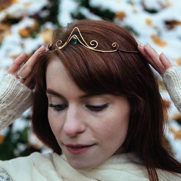 Elven Tiara - Goddess Tiara - Gemstone Diadem - Magical Headpiece - Elven Circlet - Mystic Tiara - Bridal Headpiece - LOTR Headdress - Crown