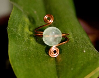 Prehnite Ring - Custom Ring - Adjustable Ring - Wire Wrapped Ring - Healing Ring - Hippie Ring - Gemstone Ring - Festival Jewelry - Spiral