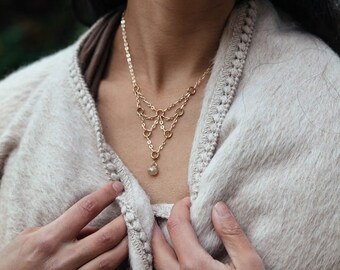 Iridescent Necklace - Elven Jewelry - Celestial Jewelry - Viking Jewelry - Rutilated Quartz - Occult - Tree Of Life - Feminism - Witchy