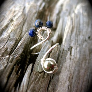 ANY SIZE Lapis Lazuli and Pyrite Sterling Wire Wrapped Healing Ring