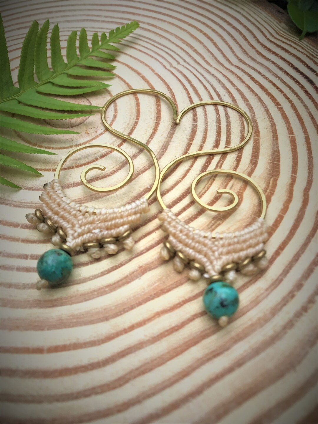 Spiral Gauges Turquoise Hoops Threader Earrings Plugs Etsy