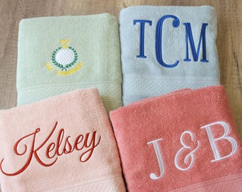 Personalized Embroidered Bath Towel with Custom Name – 100% Cotton Bathroom Decor