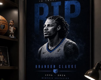 Brandon Clarke RIP Memorial Memphis Grizzlies Basketball Poster 8x10, 16x20, 18x24 Print