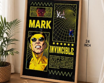 Invincible Think Mark Grayson Comic-Anime Poster Rolled Poster | Retro Neon Grunge