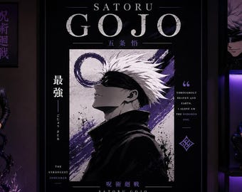 Satoru Gojo-animeposter opgerolde posters | Muurkunst jujutsu Kaisen